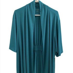 Susan Graver Teal Open Front Draped Cardigan